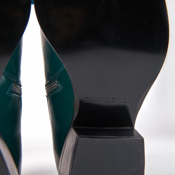 Calvin Klein Jeans Bottle Green "Alden" Box Calf Men's Western Zip Boots NEW! - Picture 7 of 14